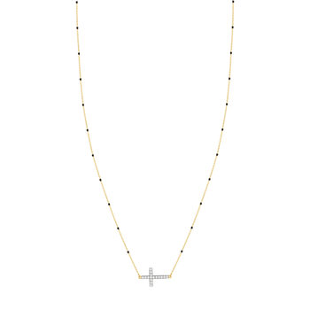 Collier or jaune 375 croix zirconias