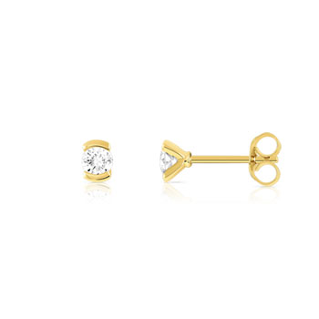 Boucles d'oreilles or jaune 750 diamant 0.30 carat h/p1