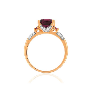 Bague or rose 375 rhodolites diamants