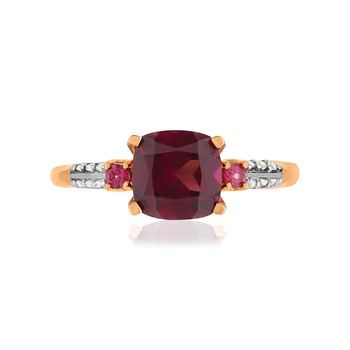 Bague or rose 375 rhodolites diamants