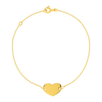 Bracelet or jaune 375 18 cm motif coeur