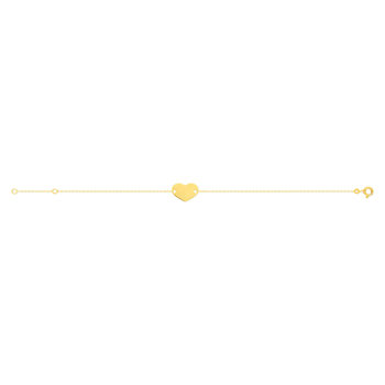 Bracelet or jaune 375 18 cm motif coeur