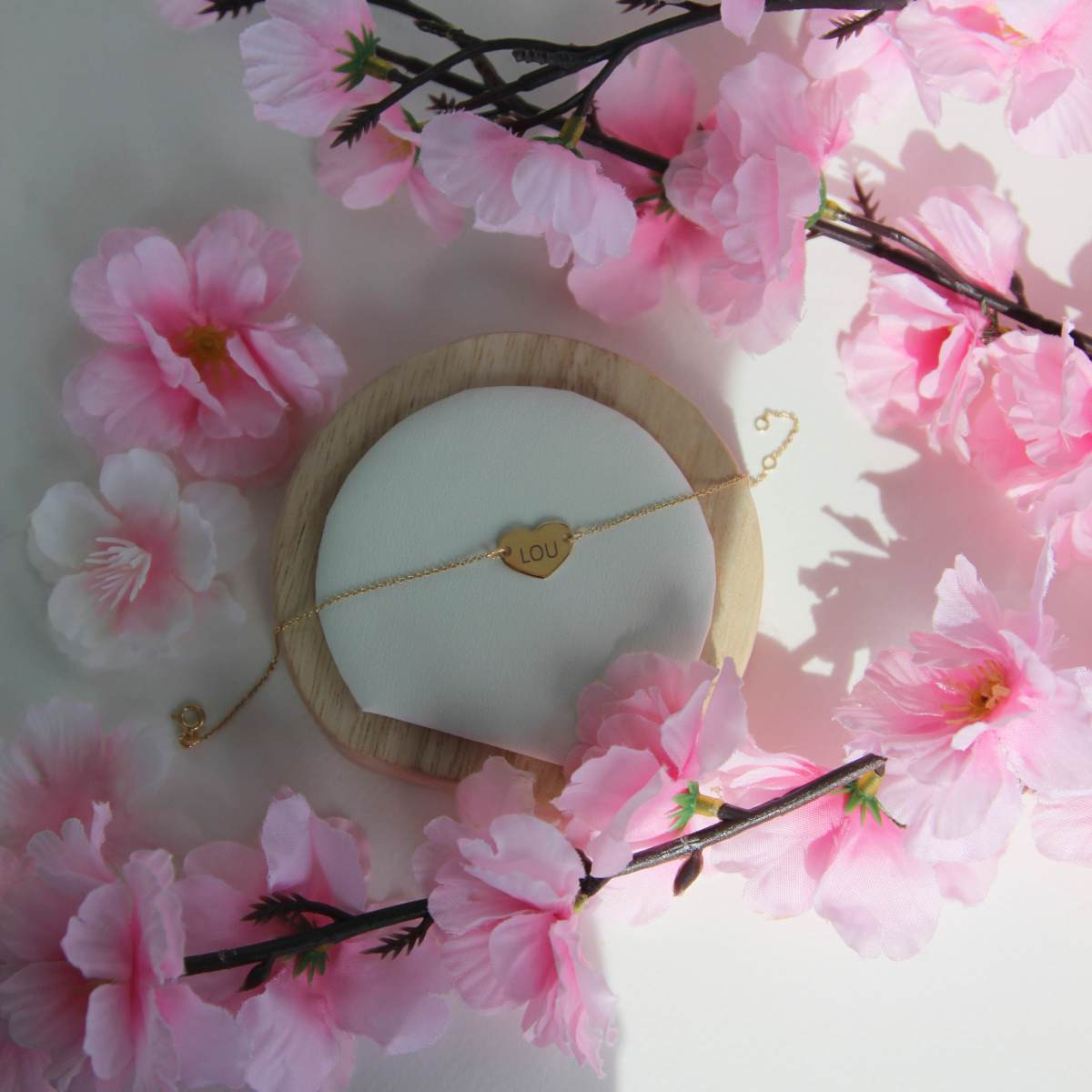 Bracelet or jaune 375 18 cm motif coeur - vue D1