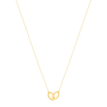 Collier or jaune 750 42 cm motif 2 anneaux entrelacés