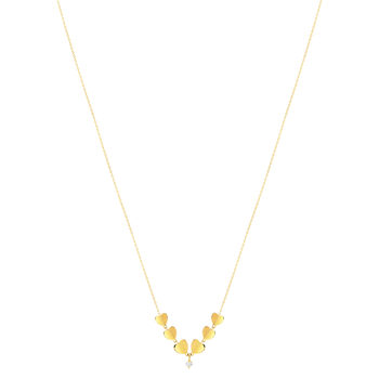 Collier or jaune 750 zirconia 42 cm motif coeur