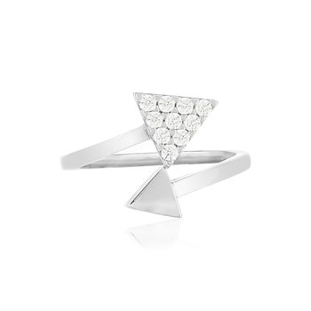 Bague argent 925 zirconias, motif triangle