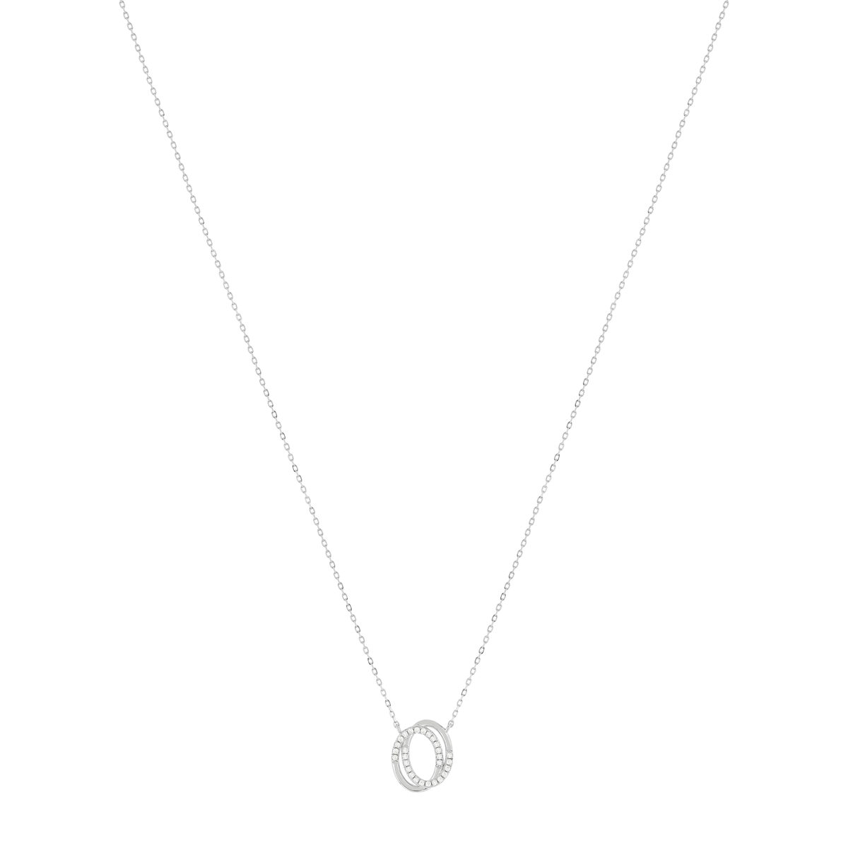 Collier argent 925 zirconias 45 cm motif anneaux - vue 2