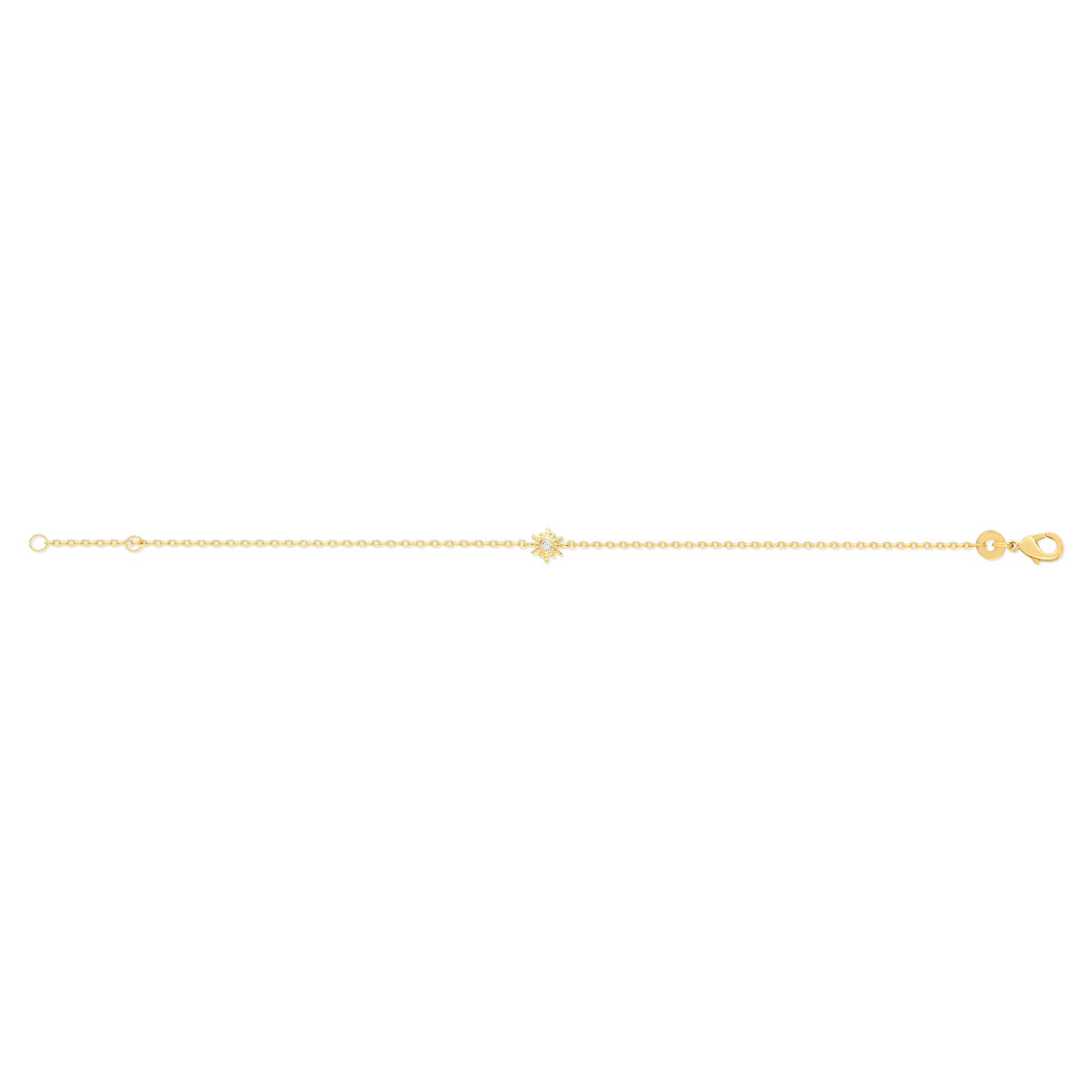 Bracelet plaqué or zirconia 18 cm motif soleil - vue 2