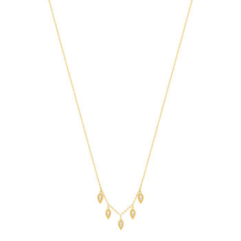 Vergulde zirkonia ketting 45 cm met druppelmotief