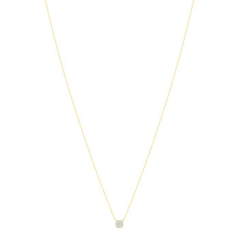 Collier or 375 2 tons diamants 42 cm motif carré