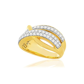 Bague or 750 2 tons diamants