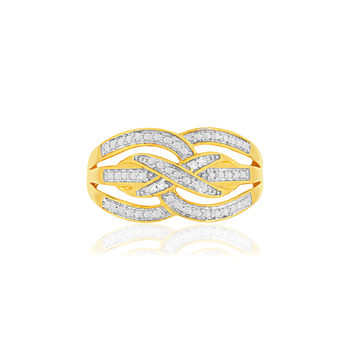 Bague or 375 2 tons diamants
