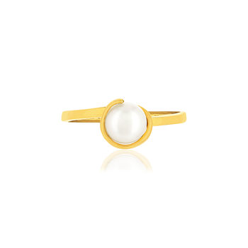 Bague or jaune 375 perle de culture de chine