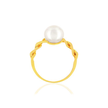 Bague or jaune 375 perle de culture de chine