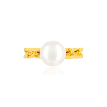 Bague or jaune 375 perle de culture de chine