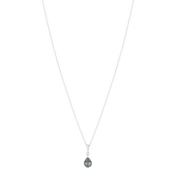 Collier argent 925 perle de culture de tahiti 45 cm