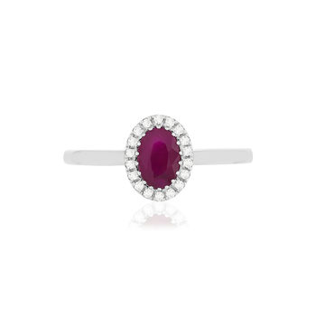 Bague or blanc 750 rubis diamants