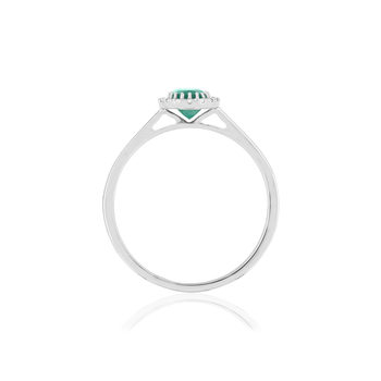 Bague or blanc 750 émeraude diamants