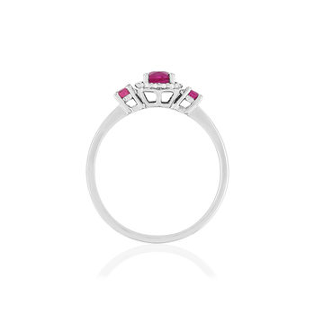 Bague or blanc 750 rubis diamants