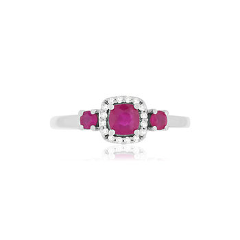 Bague or blanc 750 rubis diamants