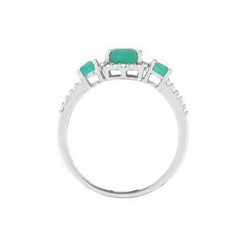 Bague or blanc 750 émeraudes diamants