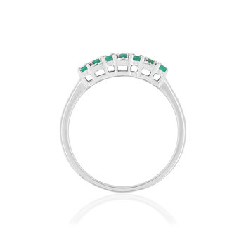 Bague or blanc 750 émeraudes diamants
