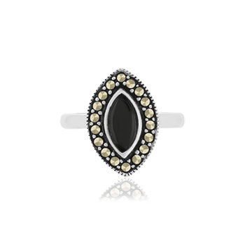 Bague argent 925 onyx marcassites