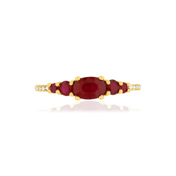 Bague or jaune 375 rubis diamants