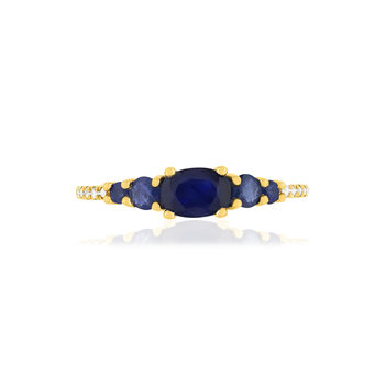 Bague or jaune 375 saphirs diamants