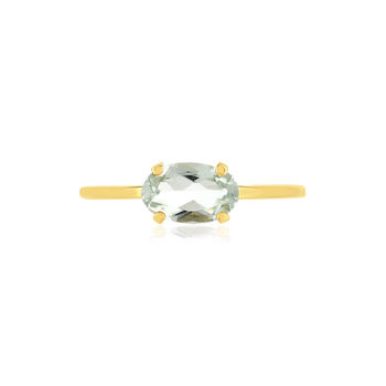Bague or jaune 375 quartz vert oval