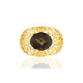 Bague or jaune 375 quartz