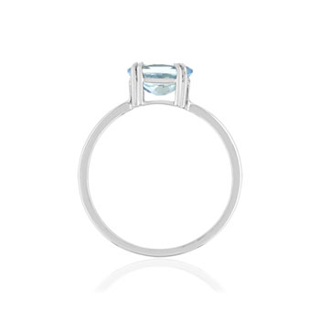 Bague or blanc 375 aigue-marine ovale