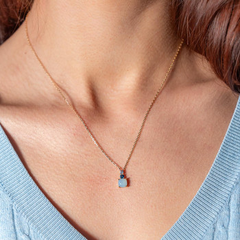 Collier plaqué or agate zirconias bleus 45 cm