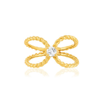 Bague plaqué or zirconia torsadée