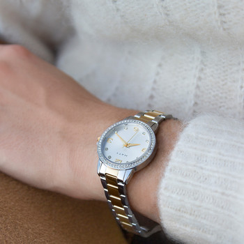 Montre femme acier bicolore jaune