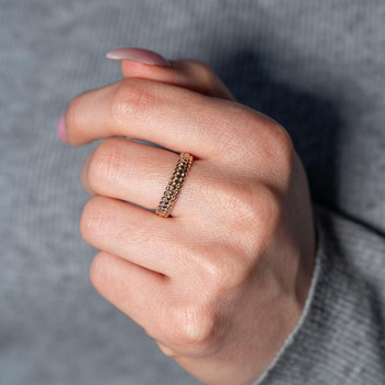 Bague plaqué or motif perlé