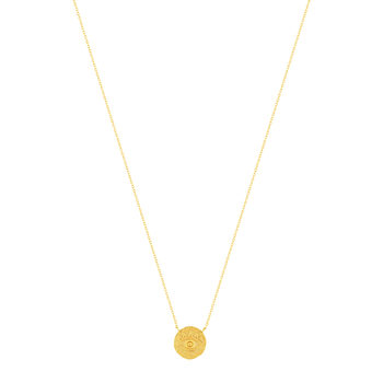 45 cm gold-plated necklace with brushed medallion eye motif