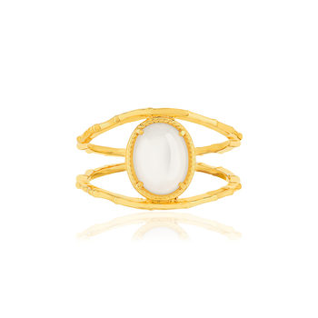 Bague plaqué or pierre de lune