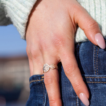 Bague plaqué or effet martelé
