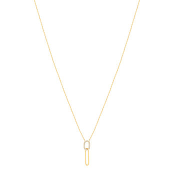 Vergulde zirkonia ketting 45 cm 2 in elkaar overlopende ovalen