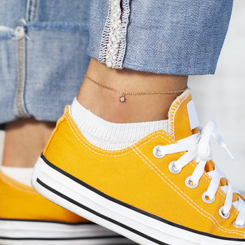 Gold-plated zirconia anklet 25 cm