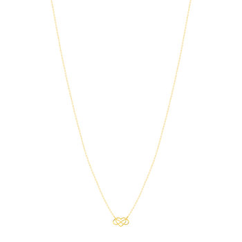 Collier or 375 jaune, motif coeur et infini 45 cm
