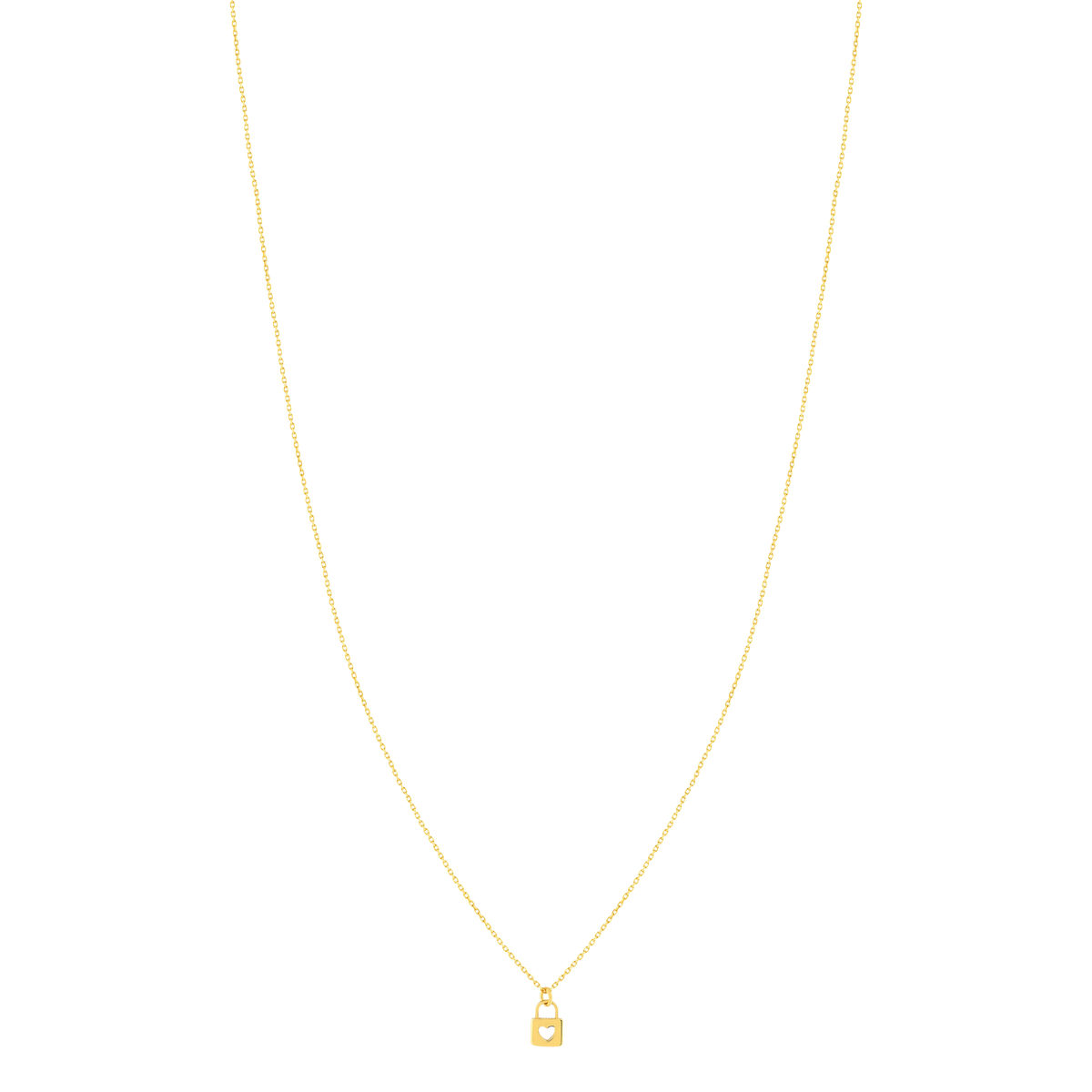 Collier or 375 jaune, motif cadenas avec coeur 45 cm - vue 2