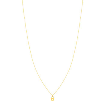 Collier or 375 jaune, motif cadenas avec coeur 45 cm