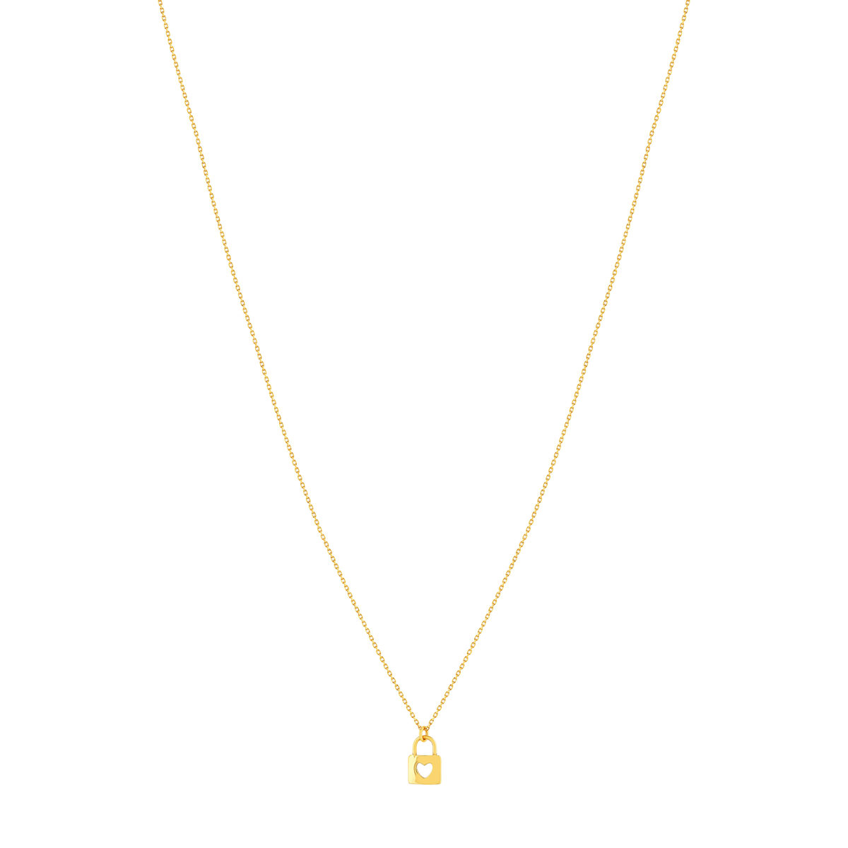 Collier or 375 jaune 45 cm motif cadenas avec une forme coeur - vue 2