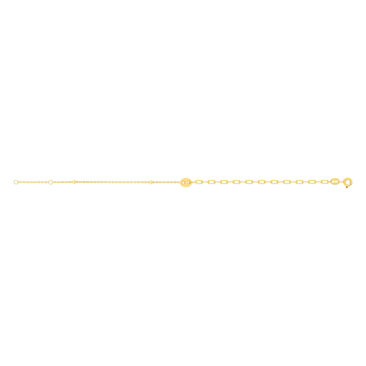 Bracelet or 375 jaune, motif grain de café 18cm - vue 2