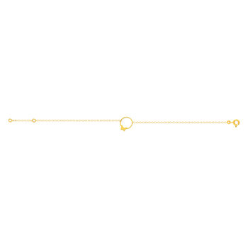 Bracelet or 375 jaune, motif cercle papillon 18,5 cm