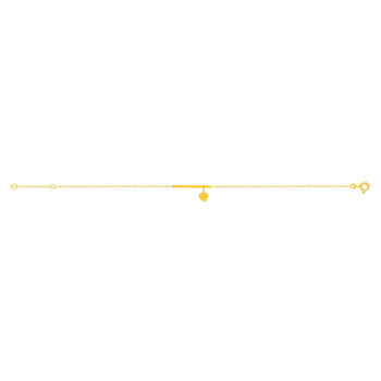 Bracelet or 375 jaune, motif barrette et coeur 18,5 cm