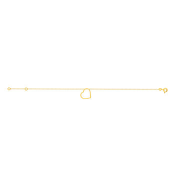 Bracelet or 375 jaune, pampille coeur 18.5 cm