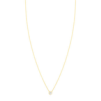 Collier or 375 jaune zirconias, motif coeur 45cm